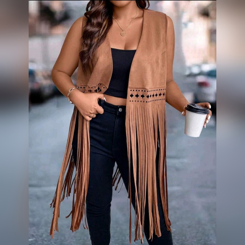 NEW $30 Size 0XL/12 Essnce Plus Fringe Hem Open Front Coat